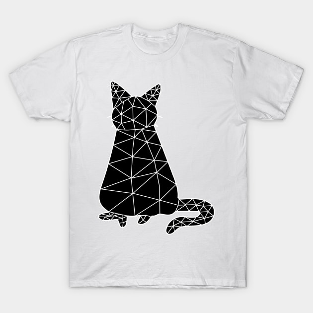 Cat sits straight showing his tail, Cat Geometric for Light T-Shirt by ijoyly